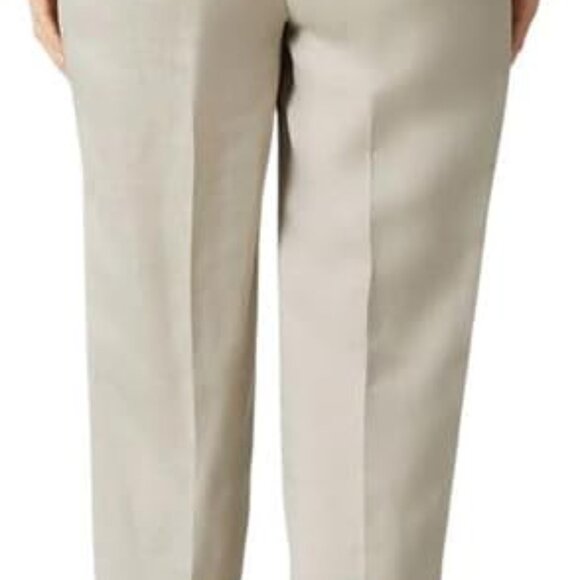 Stylish Women's Mid-Rise Ankle Pants with Pockets - Linen Blend - Summer Straw - Picture 3 of 3